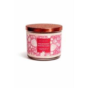 Bath Body Works Strawberry Pound Cake 3 Wick Candle Decorative Lid Wear